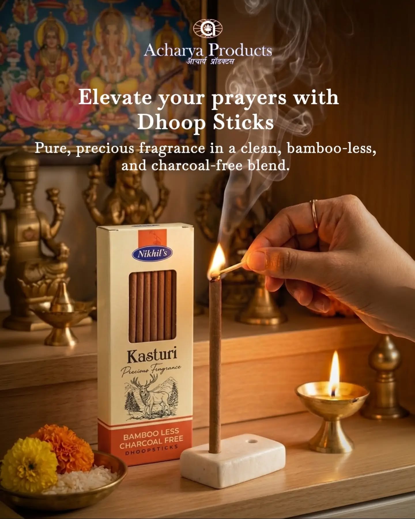 Every prayer begins with a peaceful moment. 🪔✨

Fill your sacred space with the pure fragrance of @acharyaproducts Dhoop Sticks crafted with a bamboo-less and charcoal-free blend for a clean, calming experience.

Bring home purity with every prayer.

Order now at www.acharyaproducts.com
WhatsApp us on: +918928487357

.
.
.

#AcharyaProducts #DhoopSticks #SpiritualLiving #PrayerTime #PositiveVibes
[ Acharya Products, DivineFragrance, HomeTemple, DailyRituals, Dhoop Sticks, Bamboo-less, Charcoal-Free, Divine Fragrance, Prayer Essentials,  Spiritual Living,  Daily Pooja,  Positive Energy, Home Temple, Peaceful Ambience]
